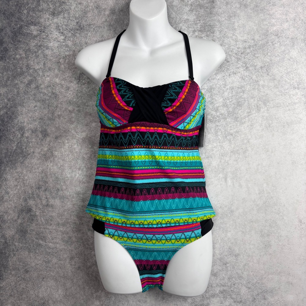 Athleta‎ Samba Bandeau Tankini Bikini Top and Bottom Multicolor 32 B/C XS NWT